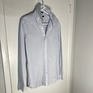 Banana Republic Men's medium Blue Checkered  Cotton button up dress shirt
